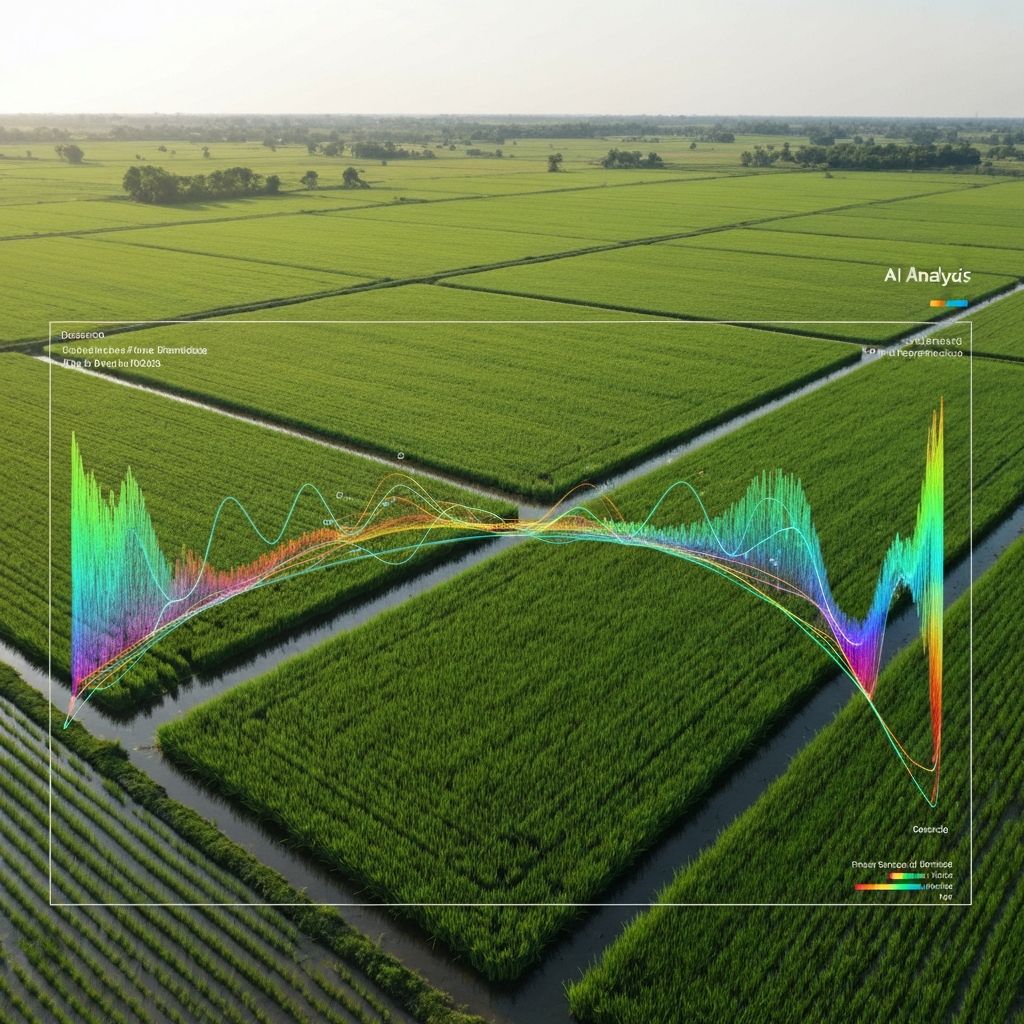 Drone analyzing paddy field